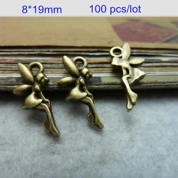 Angel Pendant 8*19mm Alloy Metal Antique Bronze Tone DIY Jewelry Supplies