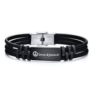 Personalized Steel Bracelet with Engraved Silicone Strap