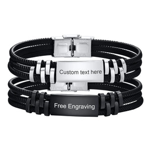 Personalized Steel Bracelet with Engraved Silicone Strap