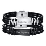 Personalized Steel Bracelet with Engraved Silicone Strap