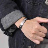 Personalized Steel Bracelet with Engraved Silicone Strap