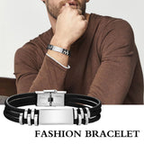 Personalized Steel Bracelet with Engraved Silicone Strap