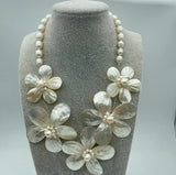 Mother Pearl Shell Flower Necklace 20 inches