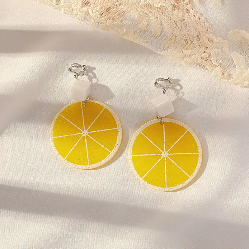 Enamel Fruit Flower Ear Clip Earrings for Women Kids
