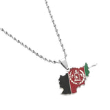 Afghanistan Map Afghan Flag Enamel Pendant Necklace