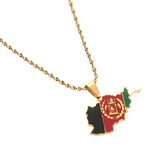 Afghanistan Map Afghan Flag Enamel Pendant Necklace