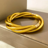 Three Rows Weave Bangles Bracelet For Women Girl