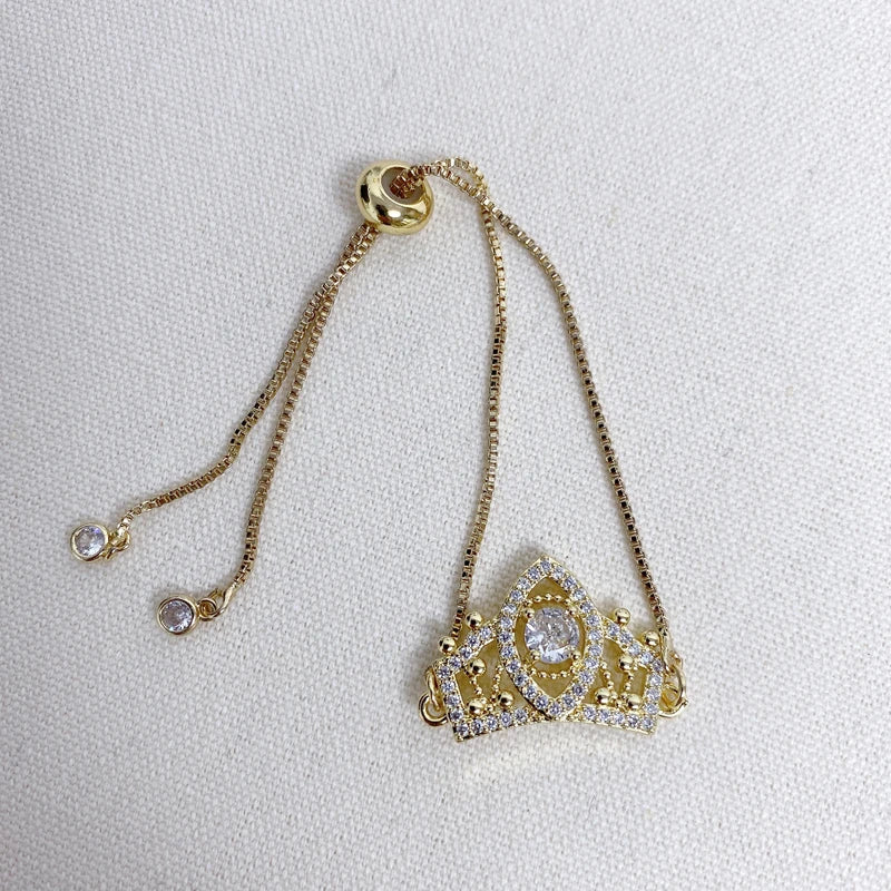 CZ Paved Half Moon Spacer Bangles for Women
