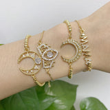 CZ Paved Half Moon Spacer Bangles for Women