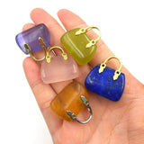 Silver Plated Women Handbag Pendant Crystal Jade Accessories