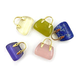 Silver Plated Women Handbag Pendant Crystal Jade Accessories