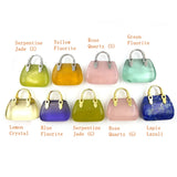 Silver Plated Women Handbag Pendant Crystal Jade Accessories