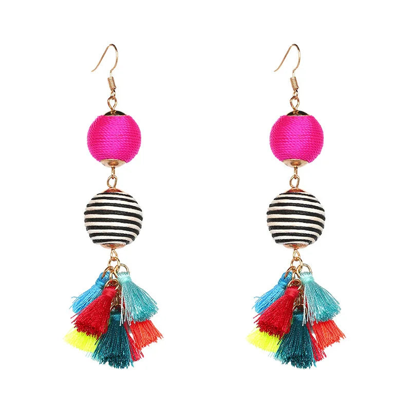 Bohemian Tassel Earrings Women's Hand Wound Colorful Jewelry