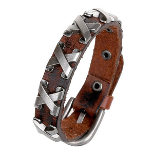 Men's Rivet Leather Bracelet Vintage Punk Biker Bangle