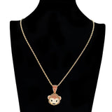 Ice Out Monkey Pendant Hip Hop Chain Necklace