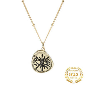 Sterling Silver Evil Eye Pendant Bead Necklace for Women