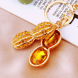 Peanut Shape Keychain Rhinestone Car Key Decoration Key Ring Accessories