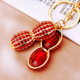 Peanut Shape Keychain Rhinestone Car Key Decoration Key Ring Accessories
