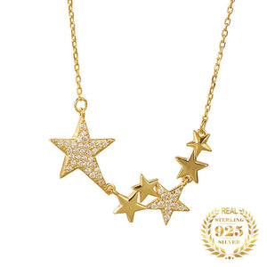 Zircon Star Necklace 925 Silver Plated