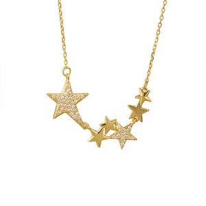 Zircon Star Necklace 925 Silver Plated