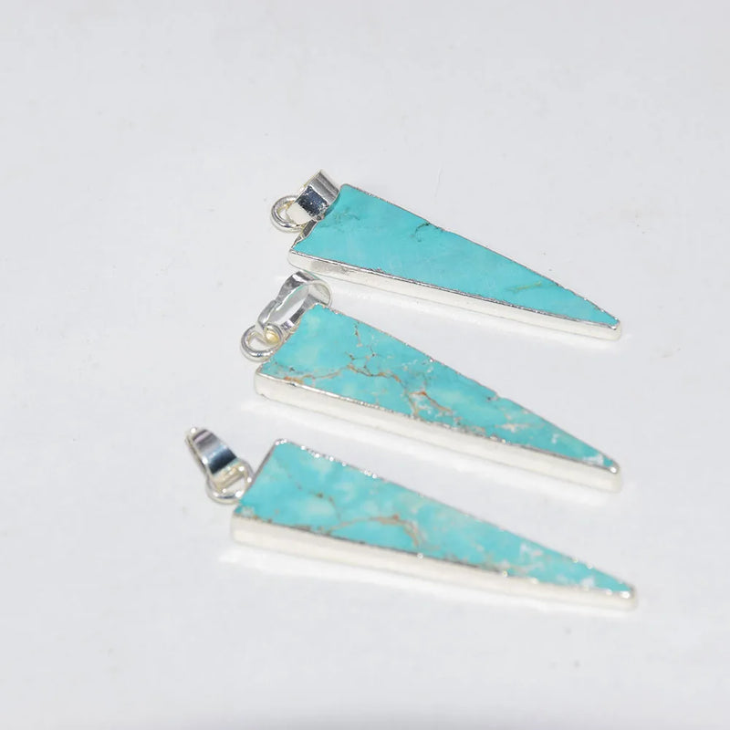Triangle Pendant Stone Necklace, Turquoise Point