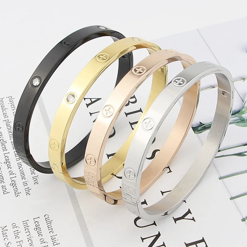 Stainless Steel Cross Screw Bracelets & Bangles For Couple
