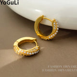 Simulated Pearl Hoop Earrings for Women - Gift Accessories
