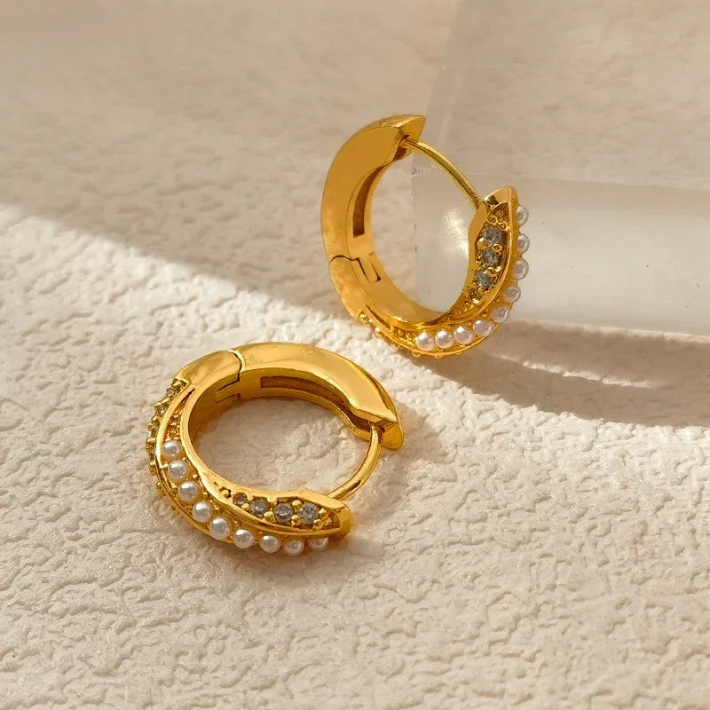 Simulated Pearl Hoop Earrings for Women - Gift Accessories
