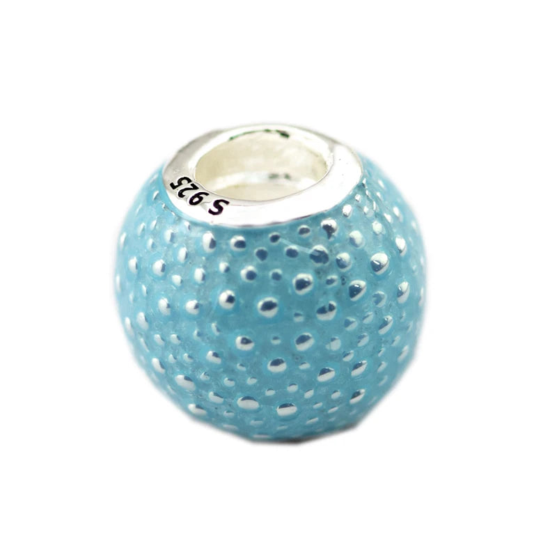Enamel Aqua Charm Beads for 925 Silver Bracelets