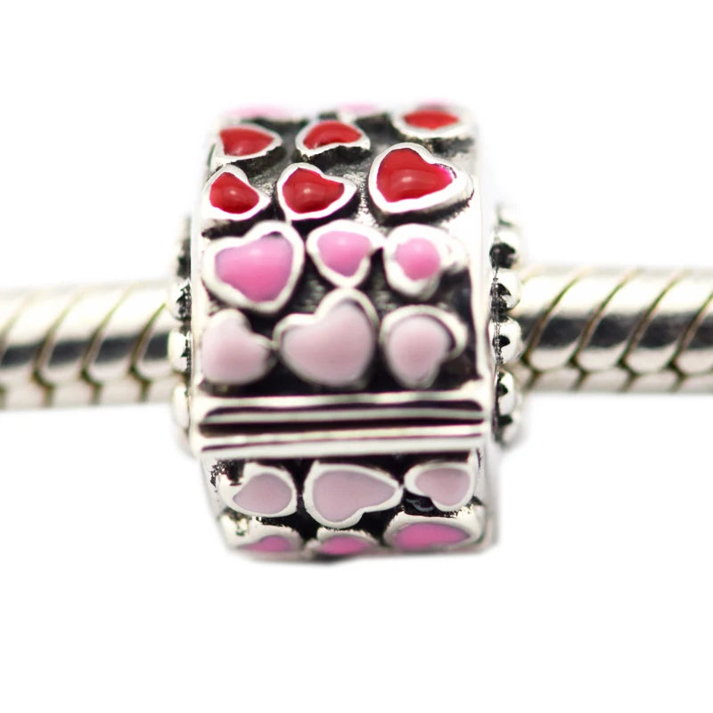 Silver Burst of Love Clip Enamel Beads For Bracelets