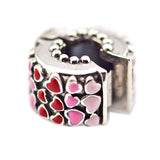 Silver Burst of Love Clip Enamel Beads For Bracelets