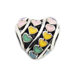 Sterling Silver Multi-Color Hearts Charm Beads