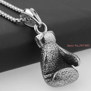 Men's Stainless Steel Boxing Glove Pendant Necklace
