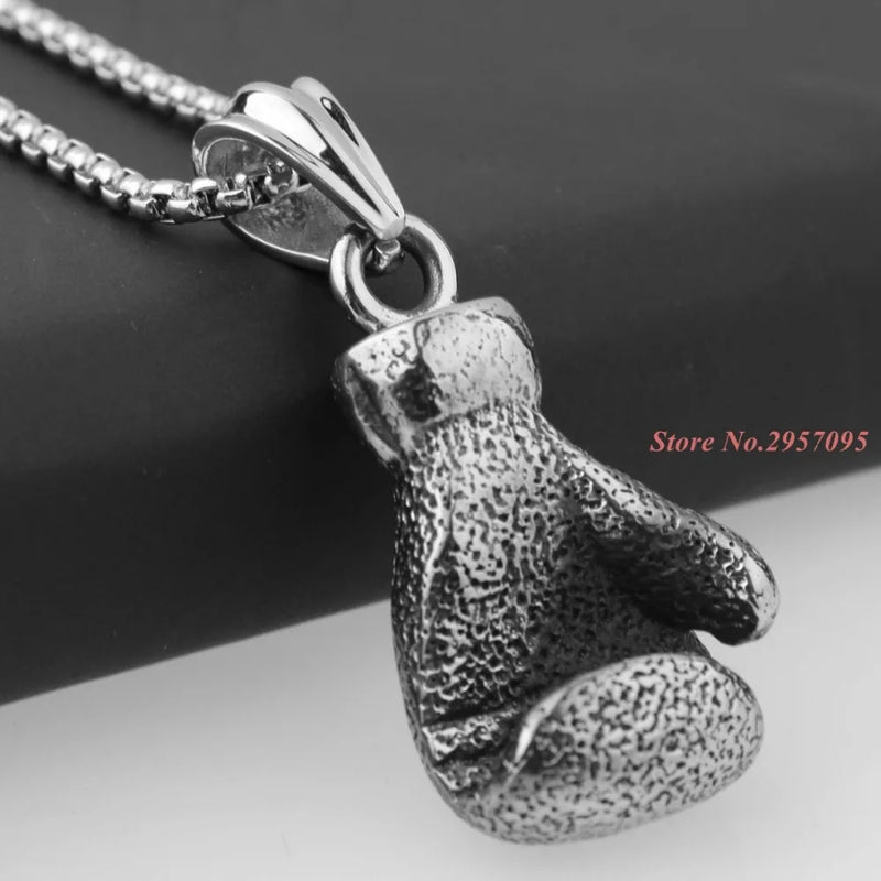 Men's Stainless Steel Boxing Glove Pendant Necklace