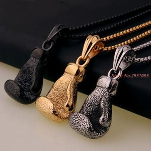 Men's Stainless Steel Boxing Glove Pendant Necklace