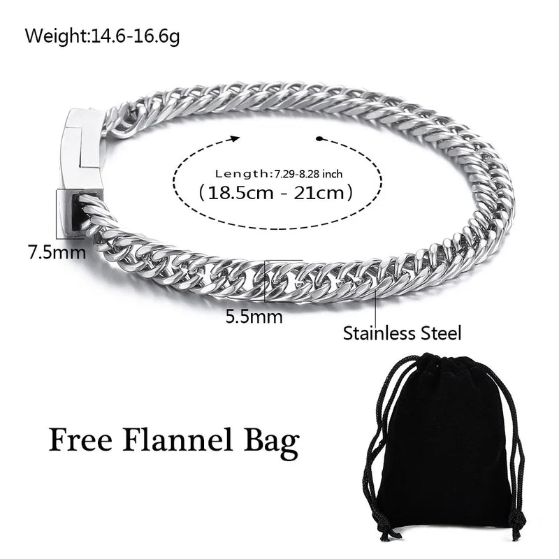 Men's Buddha Bracelet Cuban Links Stainless Steel Bangle