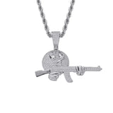 Men's Charm Chain Ice Out Cubic Zircon Cartoon Emoticon Pendant Necklace