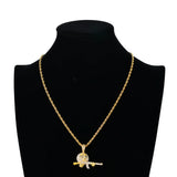 Men's Charm Chain Ice Out Cubic Zircon Cartoon Emoticon Pendant Necklace