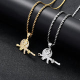 Men's Charm Chain Ice Out Cubic Zircon Cartoon Emoticon Pendant Necklace