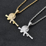 Men's Charm Chain Ice Out Cubic Zircon Cartoon Emoticon Pendant Necklace