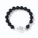 Men's Agate Stone Beaded Elastic Bracelet
