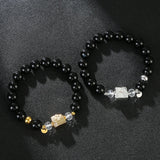 Men's Agate Stone Beaded Elastic Bracelet