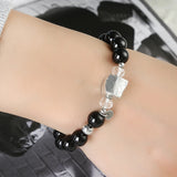 Men's Agate Stone Beaded Elastic Bracelet