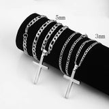 Punk Stainless Steel Chain Pendant Necklace Waterproof Silver Jewelry