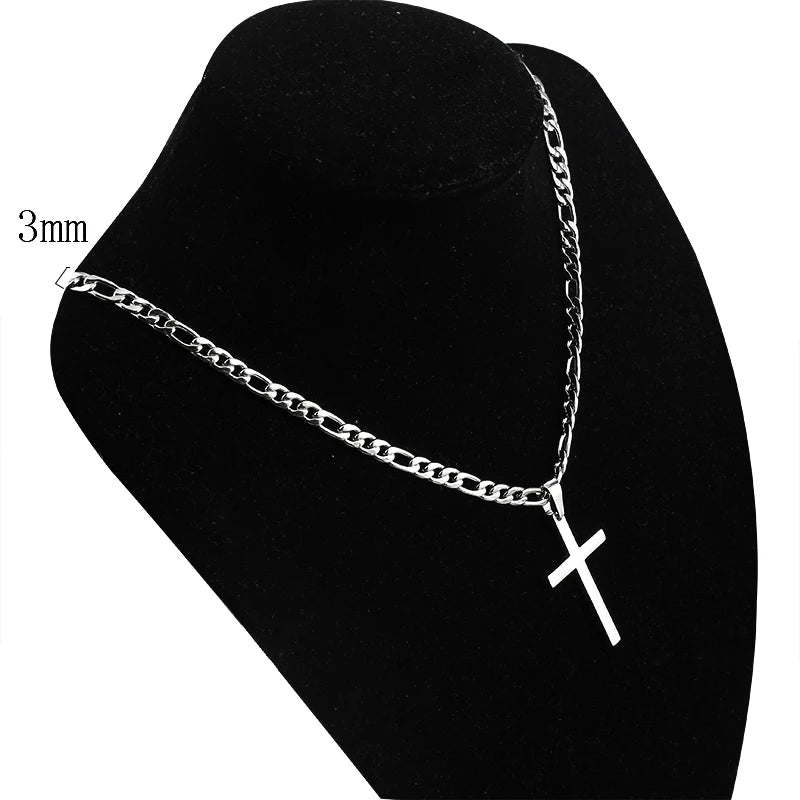 Punk Stainless Steel Chain Pendant Necklace Waterproof Silver Jewelry