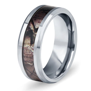 Mens Tungsten Steel Wedding Rings 8mm Wood Grain Band Size 7-10