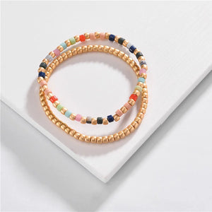 Beaded Bracelets Double Elastic Strands Jewelry Mix for Women