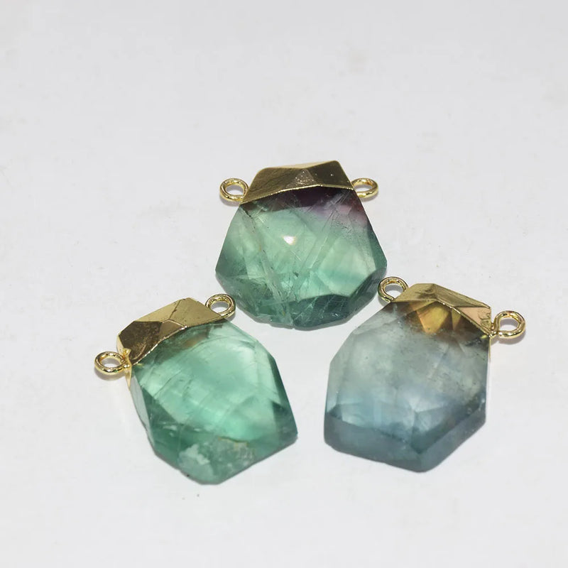Natural Green Fluorite Irregular Pendant with God Cap Face