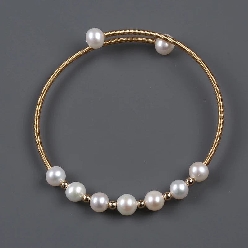 Freshwater Pearl Beads Charm Bracelet Bangle