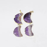 Amethyst Slice Crystal Quartz Necklace Pendant for Women